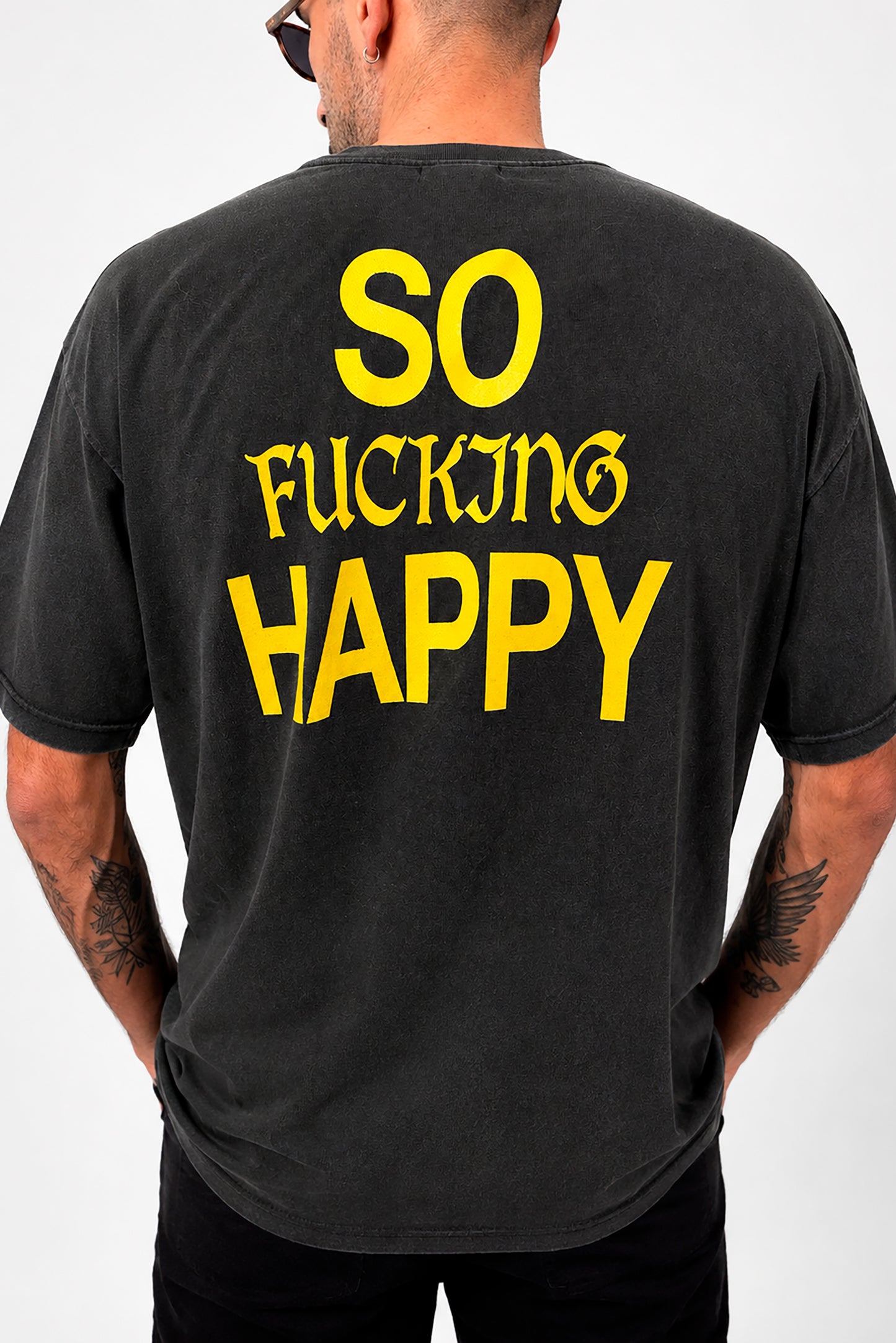 So F*cking Happy - Oversized Premium T-shirt - Faded Black